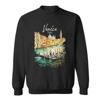 Women's Venice Gondola Italy Travel Souvenir Watercolor Sweatshirt | Seseable UK