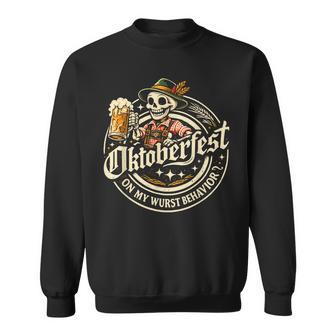 On My Wurst Behavior Oktoberfest Skeleton Beer Festival Sweatshirt | Seseable UK