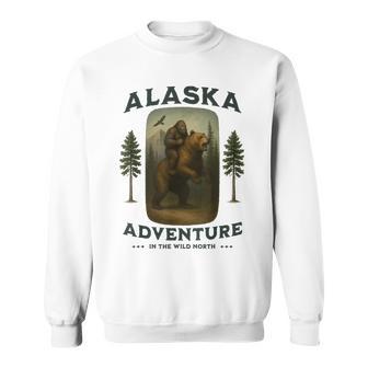 Alaska Bigfoot Riding A Grizzly Bear Sasquatch Sweatshirt - Thegiftio UK