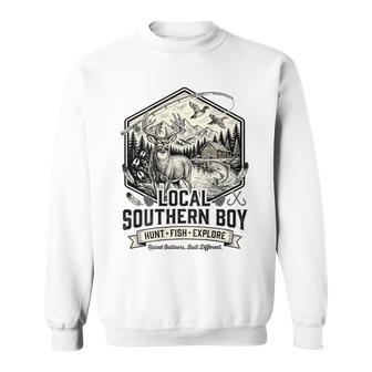 On Back Local Southern Boy Hunting Fishing Outdoor Nature Sweatshirt | Seseable UK