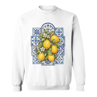 Costa Y Amalfi Limones Azulejos Azules Mosaico Italia Camisa de entrenamiento - Regaloses