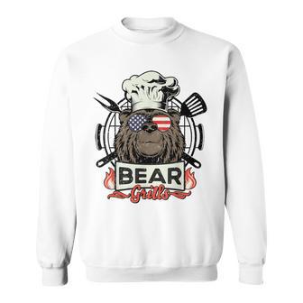 Divertido Barbacoa A La Parrilla Papá Patriótico Oso Parrillas Bandera De Estados Unidosacaciones Camisa de entrenamiento - Regaloses