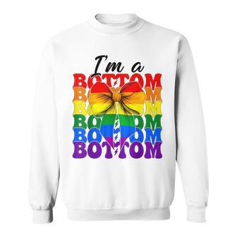 I'm A Bottom Drapeau Humoristique Gay Pride Arc-En-Ciel Lgbtq Coquette Bow Sweater e - Cadeauxyz