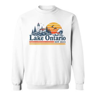 Lake Ontario Est 1615 Retro Sunset Vintage Great Lakes Sweatshirt | Seseable UK