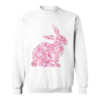 Lapin Mignon En Dentelle Lapin De Pâques Mignon Lapin Rose Pour Pâques Sweater e - Cadeauxyz