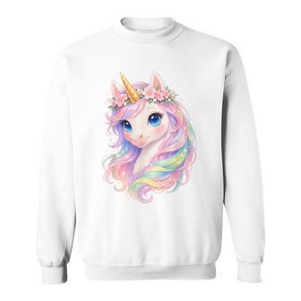 Licorne Mignonne Avec Cheveux Arc-En-Ciel Licorne Sweater e - Cadeauxyz