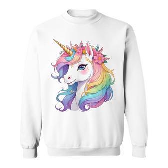 Licorneuper Mignonne À La Crinière Arc-En-Ciel Licorne Sweater e - Cadeauxyz