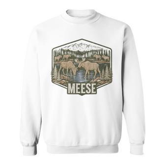 Meese Moose Humor Humorous Camping Wildlife Outdoor Nature Sweatshirt - Thegiftio UK