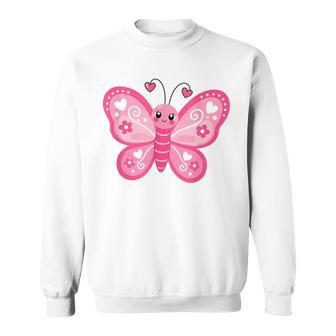 Mignon Papillon Rose Cœurs Fleursaint-Valentin Printemps Jardin Sweater e - Cadeauxyz