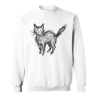 Minimalista Gato Abstracto Bosquejo Garabato Minimalista Línea Arte In Mangas Camisa de entrenamiento - Regaloses