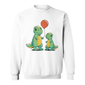 Pequeño Dinosaurio Con Globo Hermano Hermana Dinosaurio Dino Manga Raglan Camisa de entrenamiento - Regaloses