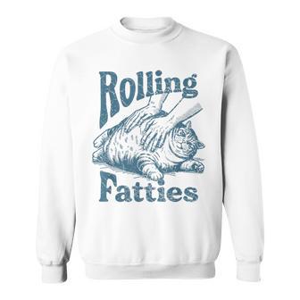 Rolling Fatties Vintage Cute Cat Lover Owner Kitty Sweatshirt - Monsterry