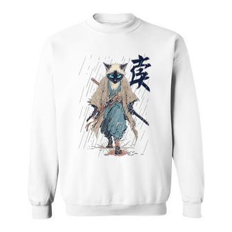 Samurai Ilustración Impresión Japonesa Gato Mamá Camisa de entrenamiento - Regaloses