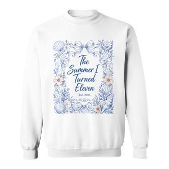 Summer I Turned 11 Coastal Bow Seashell 11Th Birthday 2015 Sweatshirt - Thegiftio UK