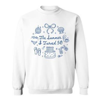 Summer I Turned 50 Seashell Coastal Beach Vacation 50Th Bday Sweatshirt - Thegiftio UK