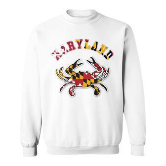 Vintage En Crabe Bleu Chic Du Maryland Drapeau De L'état Du Maryland Haut De Gamme Sweater e - Cadeauxyz