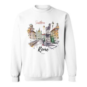 Vintage Rome Italy Watercolor Travel Illustration Souvenir Sweatshirt - Thegiftio UK