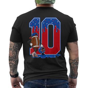 10Th Birthday Boy Football Ice Cream Drip 10 Year Old Party Men's T-shirt Back Print - Thegiftio UK