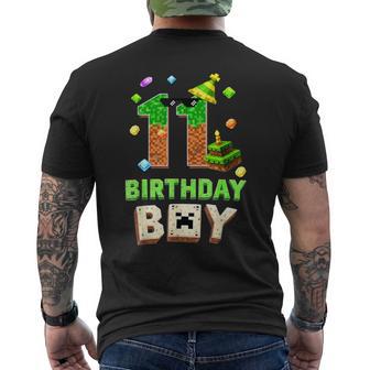 11Th Birthday Boy Video Pixel Game Level 11 Unlocked Men's T-shirt Back Print - Thegiftio UK