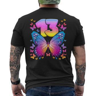 13º Cumpleaños Niña De 13 Años Mariposa Número 13 Camiseta Hombre Estampado Espalda - Regaloses