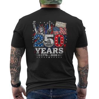 250 Years Of Freedom 1776 2026 Fighter Jet Happy 4Th Of July Men's T-shirt Back Print - Monsterry