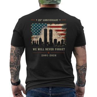 25Th Anniversary September 11 2001 Memorial Day Usa Flag Men's T-shirt Back Print | Seseable UK