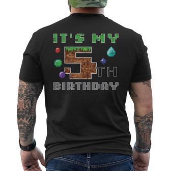 My 5Th Birthday Pixel 5 Gamer Video Gaming Boys Kids Youth Men's T-shirt Back Print - Thegiftio UK