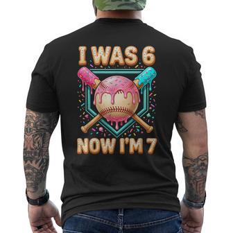 I Was 6 Now I'm 7 7Th Birthday Boys Ice Cream Drip Baseball Men's T-shirt Back Print | Seseable UK