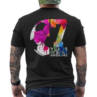 7 Years Of Being Awesome Soccer 7Th Birthday Men's T-shirt Back Print - Thegiftio UK