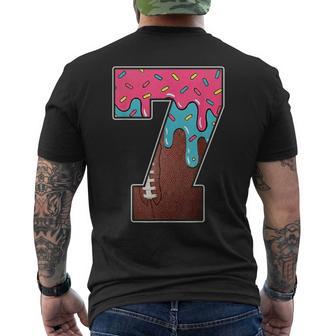 7Th Birthday Boy American Football Ice Cream Drip 7 Year Old Men's T-shirt Back Print - Thegiftio UK