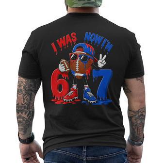 7Th Birthday Boy Football Ice Cream Drip 7 Year Old Party Men's T-shirt Back Print - Thegiftio UK