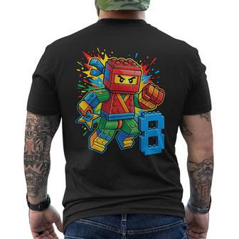 8 Geburtstag Junge Ninja Brick Block Master Builder 8 Jahre Kid T-Shirt mit Rückendruck - Geschenkecke