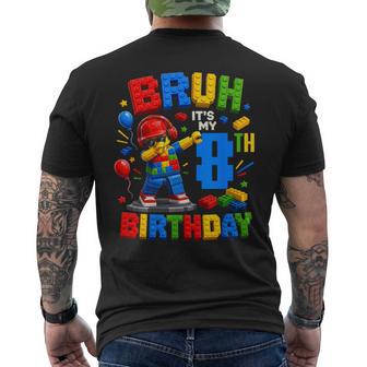 8 Years Old Boys Kids It's My 8Th Birthday Building Brick Men's T-shirt Back Print - Thegiftio UK