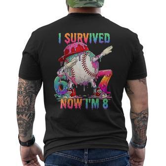 8Th Birthday Baseball Boy Kids I Survived 67 Now I`M 8 Year Men's T-shirt Back Print - Thegiftio UK