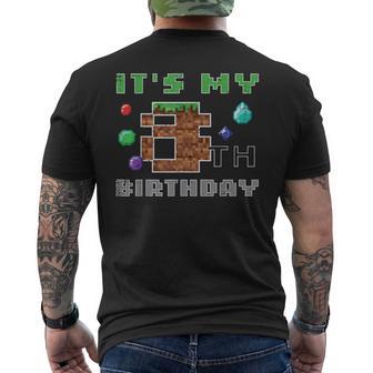 My 8Th Birthday Pixel 8 Gamer Video Gaming Boys Kids Youth Men's T-shirt Back Print - Thegiftio UK