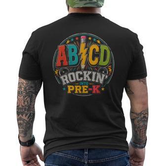 Abcd Rockin Into Pre-K Pencil Teachers Rock Students Boys Men's T-shirt Back Print - Thegiftio UK