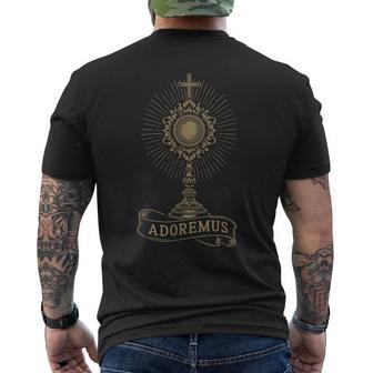 Adoremus Catholic Latin Mass Confirmation Graphic Men's T-shirt Back Print - Thegiftio UK