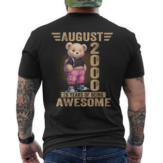 Agosto 2000 26 Cumpleaños 26 Años Oso De Pelucheiendo Impresionante Camiseta Hombre Estampado Espalda - Regaloses
