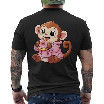 Anime Monkey Kawaii Con Gráfico De Monos Comiendo Rosquillas Camiseta Hombre Estampado Espalda - Regaloses