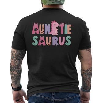 Auntie Saurus Family Birthday Boy Dinosaur Three Rex Party Men's T-shirt Back Print - Thegiftio UK