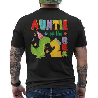 Auntie Of The Two Rex 2Nd Birthday Boy Dinosaur T-Rex Men's T-shirt Back Print - Monsterry