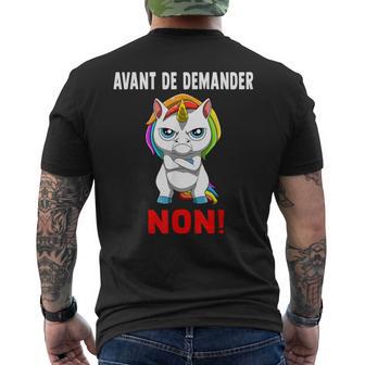 Avant De Demander Non Licorne Grincheuse T-shirt imprimé au dos - Cadeauxyz