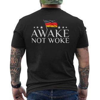 Awake Not Woke Anti-Zensur Redefreiheit T-Shirt mit Rückendruck - Geschenkecke