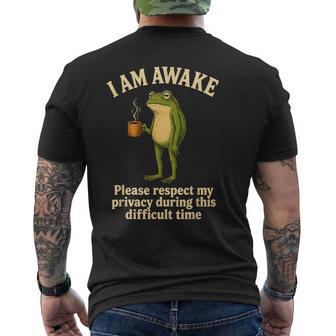 I Am Awake Please Respect My Privacy Frog Humor Men's T-shirt Back Print - Thegiftio UK
