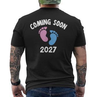 Baby Coming Soon 2027 Newborn Announcement Pregnancy Reveal Men's T-shirt Back Print - Thegiftio UK
