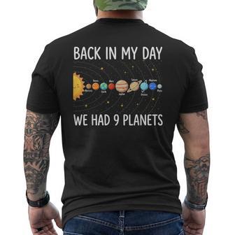 Back In My Day We Had 9 Planets Space Astronomy Men's T-shirt Back Print - Thegiftio UK