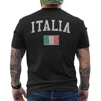 Bandera De Italia Con Diseñointage Aspecto Retro Desgastado In Mangas Camiseta Hombre Estampado Espalda - Regaloses