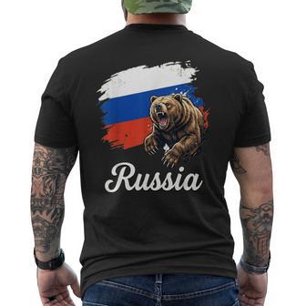 Bandera De Oso Rugiente De Rusia Diseño Patriótico Camiseta Hombre Estampado Espalda - Regaloses