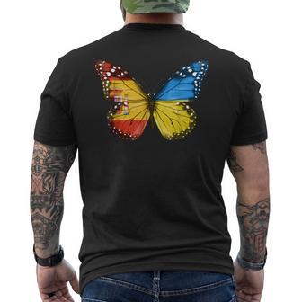 Bandera De Ucrania España Mariposa España Ucrania Camiseta Hombre Estampado Espalda - Regaloses
