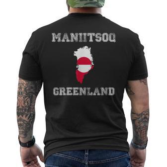 Bandera Retro Maniitsoq De Groenlandia Envejecida Camiseta Hombre Estampado Espalda - Regaloses